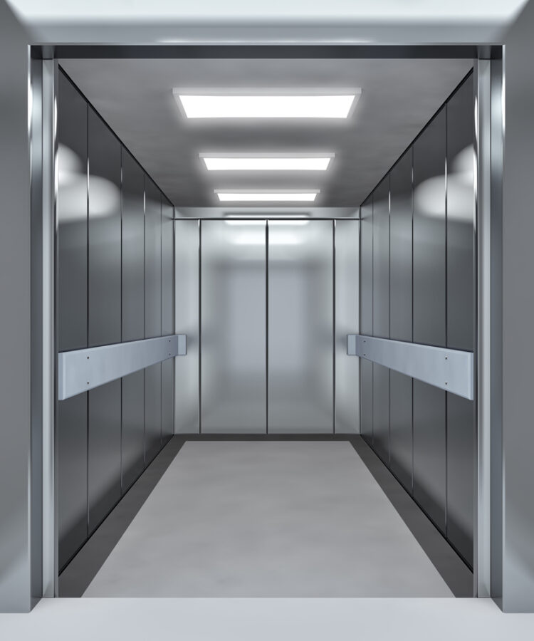 Modern elevator with opened doors